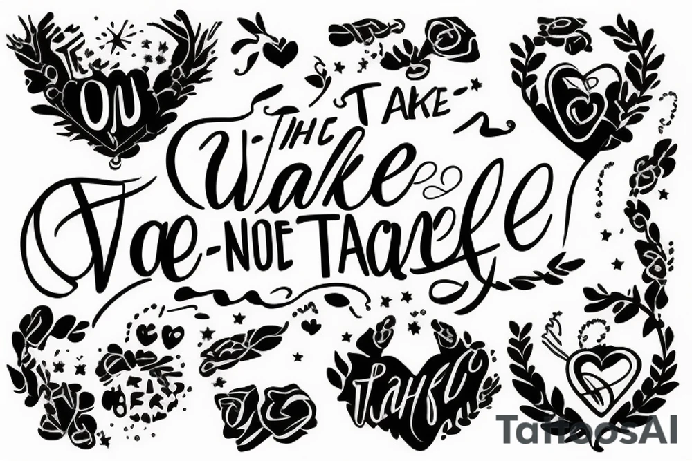 The words ‘take care’ in cursive fine line writing tattoo idea