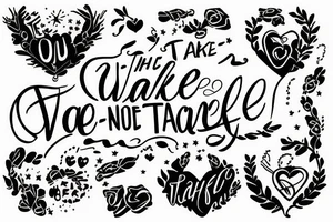 The words ‘take care’ in cursive fine line writing tattoo idea