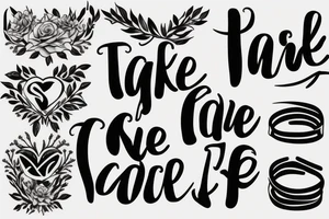 The words ‘take care’ in cursive fine line writing tattoo idea