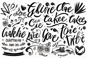 The words ‘take care’ in cursive fine line writing tattoo idea