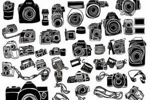 camera with straps with the word wanderlust tattoo idea