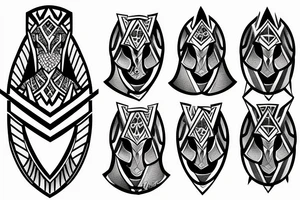 Knight chess piece. Msade of lines ony in geometric style with dotwork tattoo idea