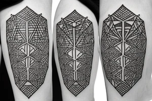 Knight chess piece. Msade of lines ony in geometric style with dotwork tattoo idea