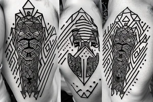 Knight chess piece. Msade of lines ony in geometric style with dotwork tattoo idea