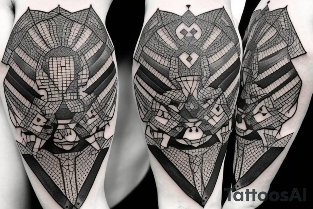 Rook chess piece. Geometric style with dotwork tattoo idea Rook chess piece. Geometric style with dotwork tattoo idea