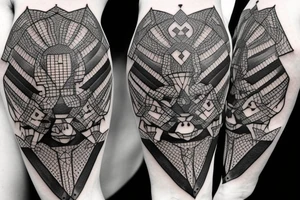 Rook chess piece. Geometric style with dotwork tattoo idea