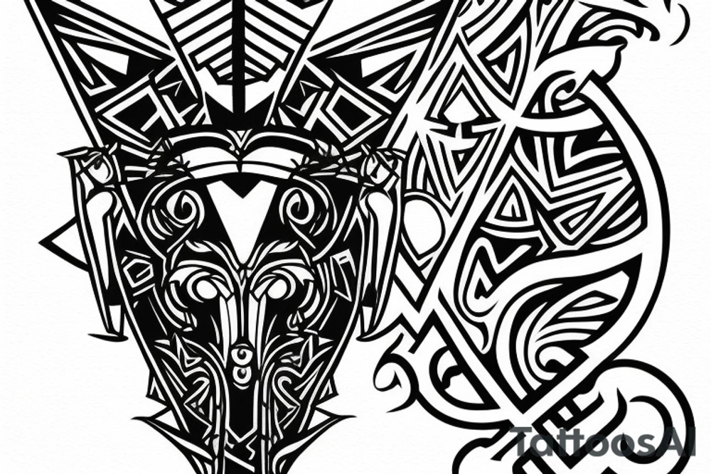 Rook chess piece. Geometric style with dotwork tattoo idea