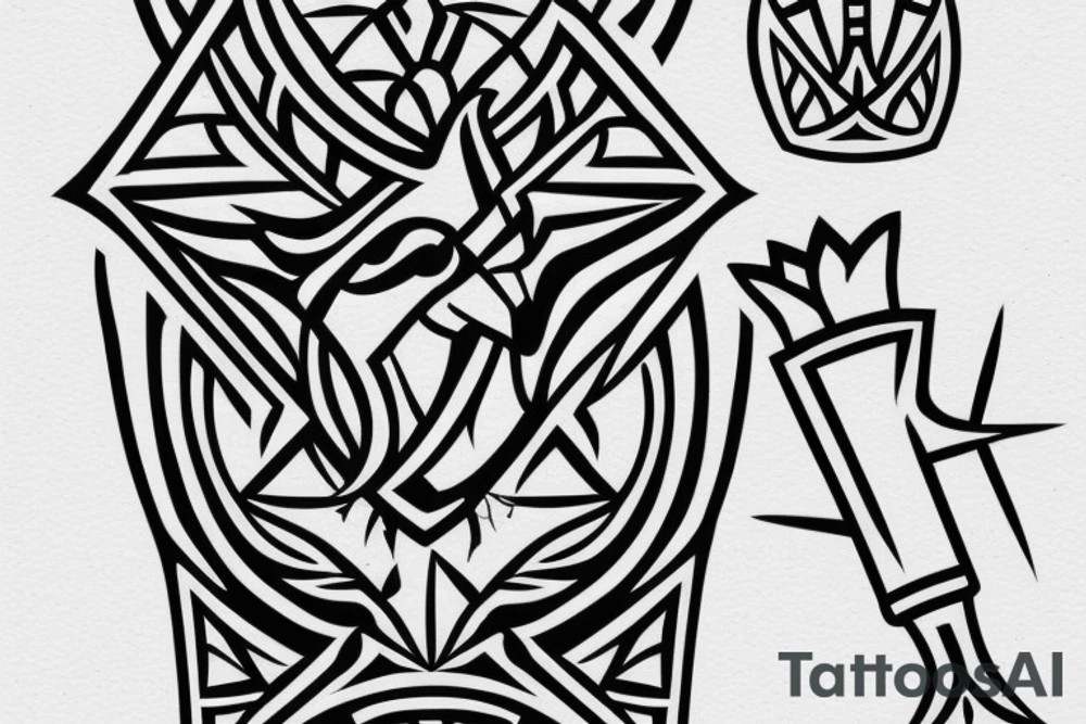 Rook chess piece. Geometric style with dotwork tattoo idea
