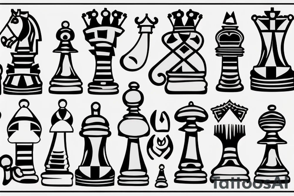 Pawn, rook and knight (chess) tattoo idea