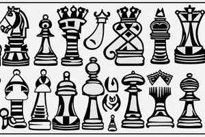 Pawn, rook and knight (chess) tattoo idea