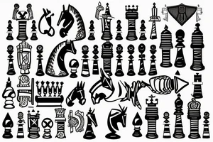 Pawn, rook and knight (chess pieces) tattoo idea