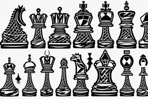 Pawn, rook and knight (chess pieces) tattoo idea