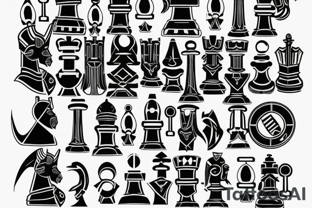 Pawn, rook and knight (chess pieces) tattoo idea