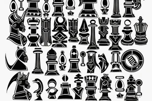 Pawn, rook and knight (chess pieces) tattoo idea