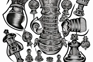Pawn, rook and knight (chess pieces) tattoo idea