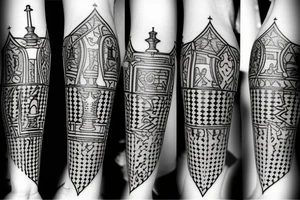 Pawn, rook and knight (chess pieces) on polygonial background tattoo idea