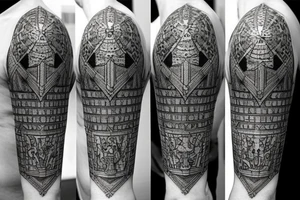 Pawn, rook and knight (chess pieces) on polygonial background tattoo idea