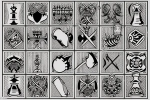 Pawn, rook and knight (chess pieces) on polygonial background tattoo idea