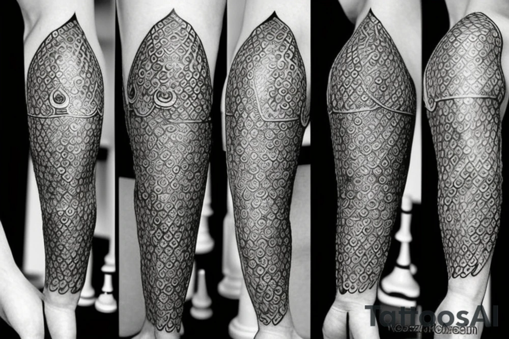 Pawn, rook and knight (chess pieces) on polygonial background tattoo idea