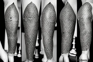 Pawn, rook and knight (chess pieces) on polygonial background tattoo idea