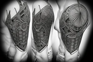 Pawn, rook and knight (chess pieces) on polygonial background tattoo idea