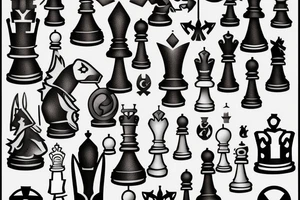 Minimalstic chess pieces standing next to each other:
Pawn
Rook'
Knight tattoo idea