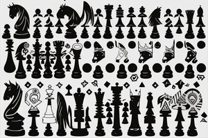 Minimalstic chess pieces standing next to each other:
Pawn
Rook'
Knight tattoo idea