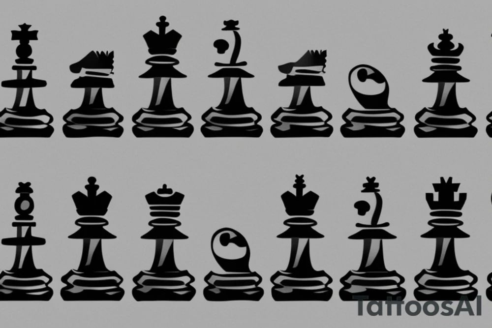 Minimalstic chess pieces standing next to each other:
Pawn
Rook'
Knight tattoo idea