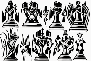 Minimalstic 3 chess pieces standing next to each other:
Pawn
Rook'
Knight tattoo idea