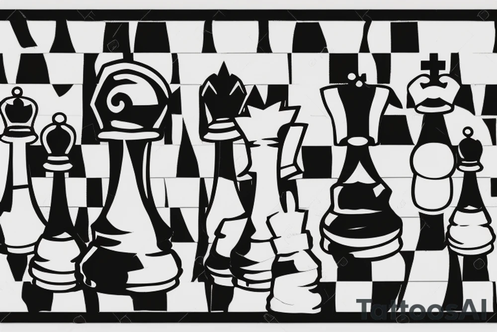 Minimalstic 3 chess pieces standing next to each other:
Pawn
Rook'
Knight tattoo idea