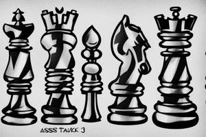 Minimalstic 3 chess pieces standing next to each other:
Pawn
Rook'
Knight tattoo idea