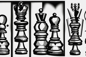 Minimalstic 3 chess pieces standing next to each other:
Pawn
Rook'
Knight tattoo idea
