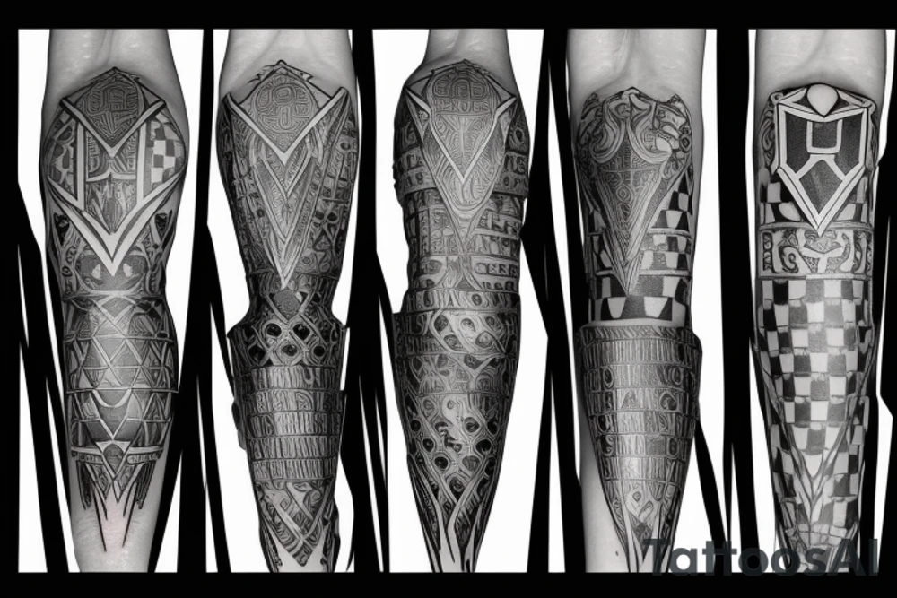 3 chess pieces standing next to each other:
Pawn
Rook'
Knight tattoo idea
