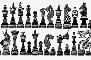 3 chess pieces standing next to each other:
Pawn
Rook'
Knight tattoo idea