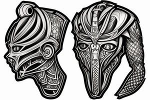 Knight chess piece made of hexagonal surface tattoo idea