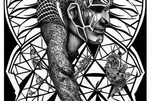 Knight chess piece made of hexagonal surface tattoo idea