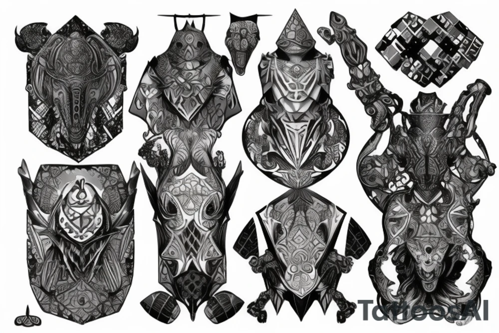 Knight chess piece made of hexagonal surface tattoo idea Knight chess piece made of hexagonal surface tattoo idea