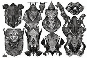 Knight chess piece made of hexagonal surface tattoo idea
