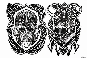 Knight chess piece made of hexagonal surface tattoo idea