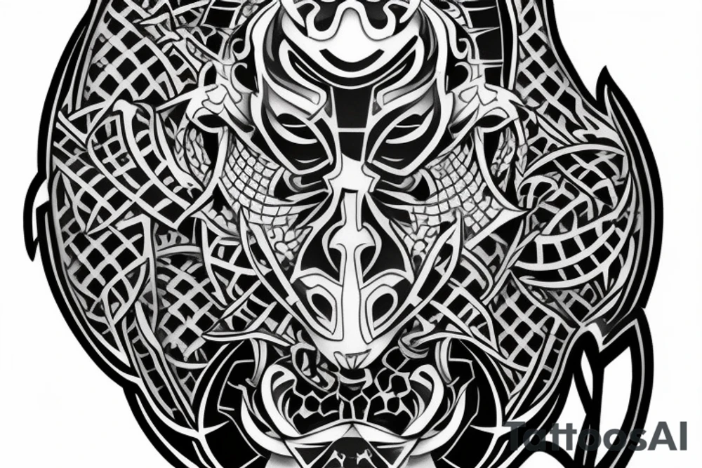 Knight chess piece made of hexagonal surface tattoo idea