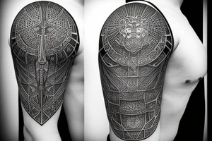 rook chess piece made of hexagonal surface tattoo idea