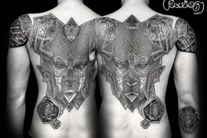 rook chess piece made of hexagonal surface tattoo idea