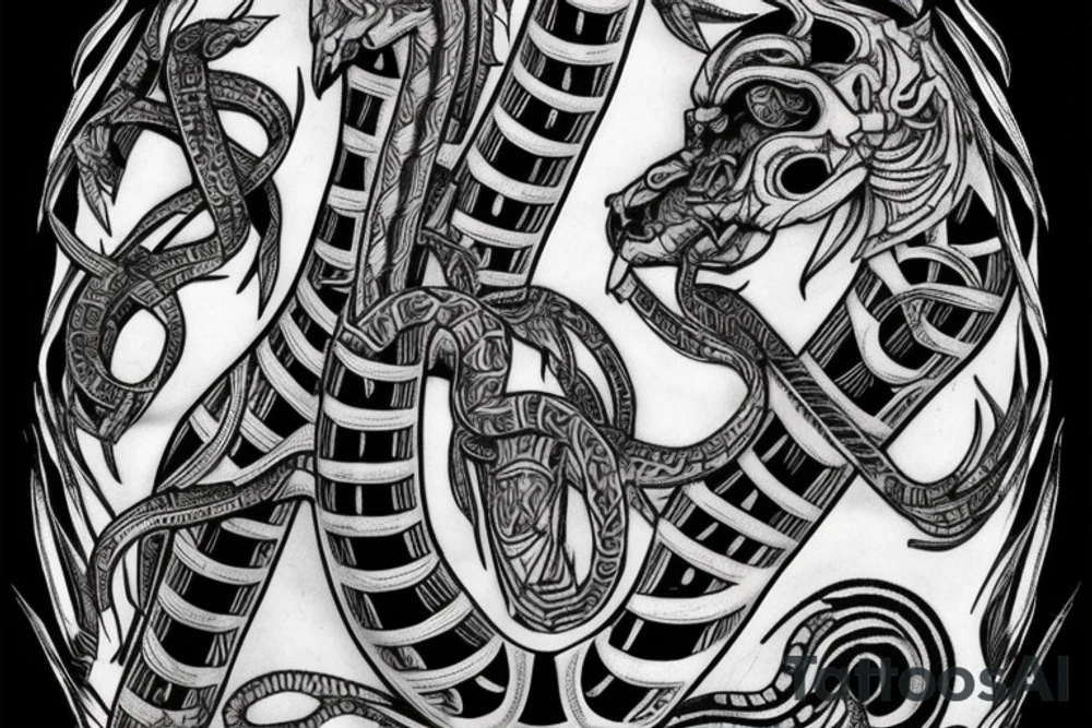 rook chess piece made of snake skin tattoo idea