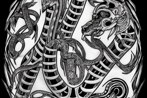 rook chess piece made of snake skin tattoo idea