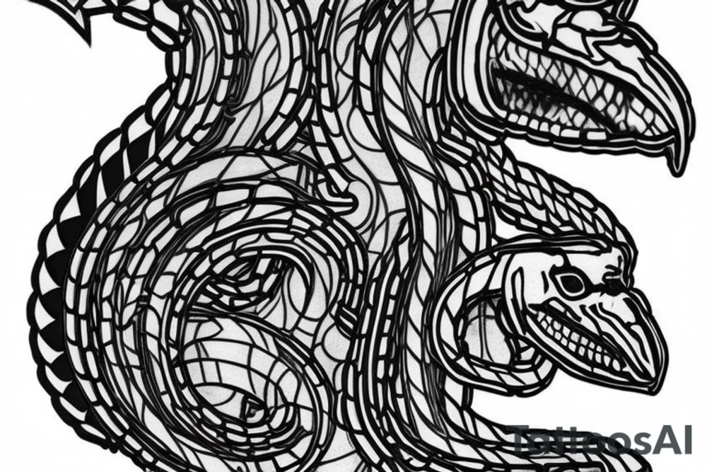 rook chess piece made of snake skin tattoo idea
