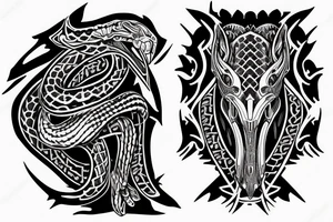 rook chess piece made of snake skin tattoo idea