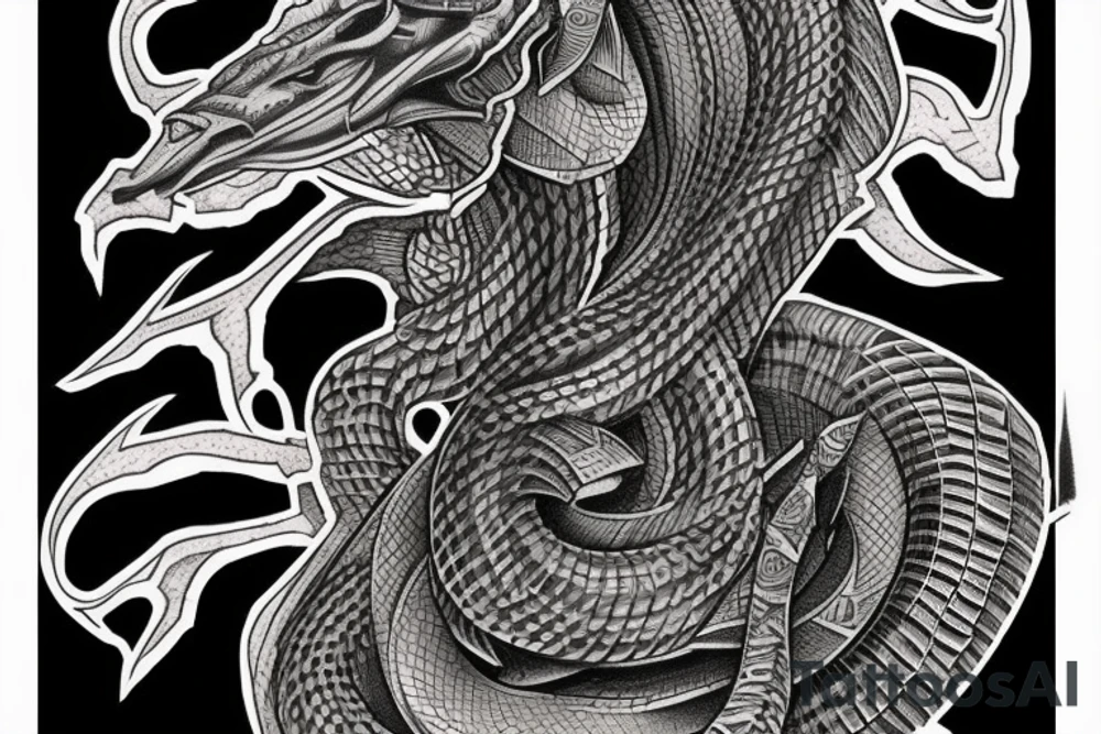 rook chess piece made of snake skin tattoo idea