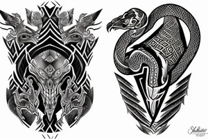 rook chess piece made of snake skin tattoo idea