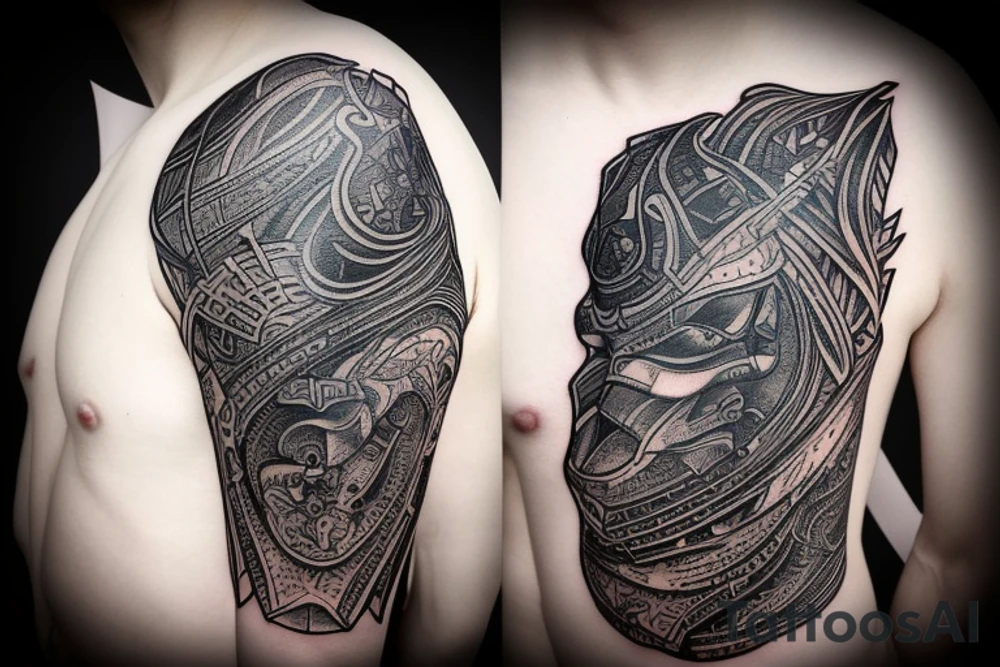 rook chess piece made of graphene tattoo idea