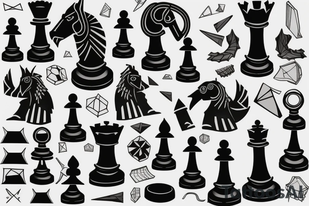 rook chess piece made of graphene tattoo idea